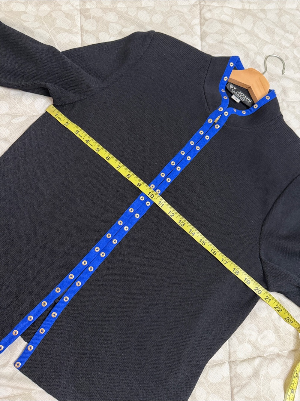 St. John Black Jacket with Royal Blue Trim - Picture 6 of 9